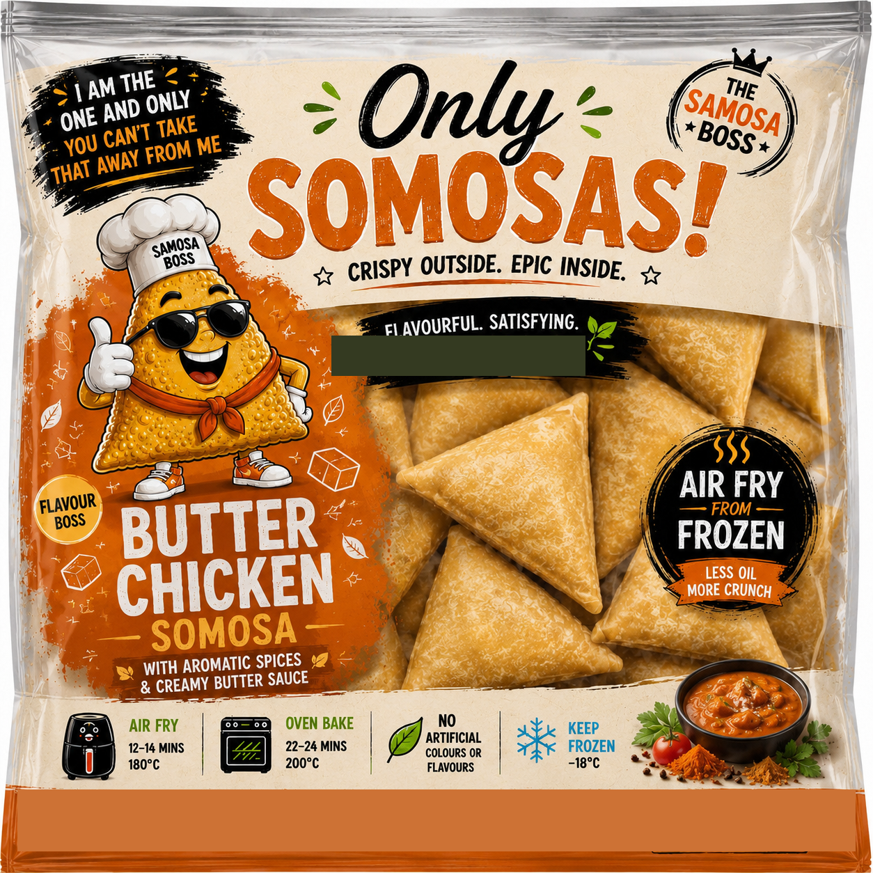 Only Somosas Butter Chicken frozen samosa pouch