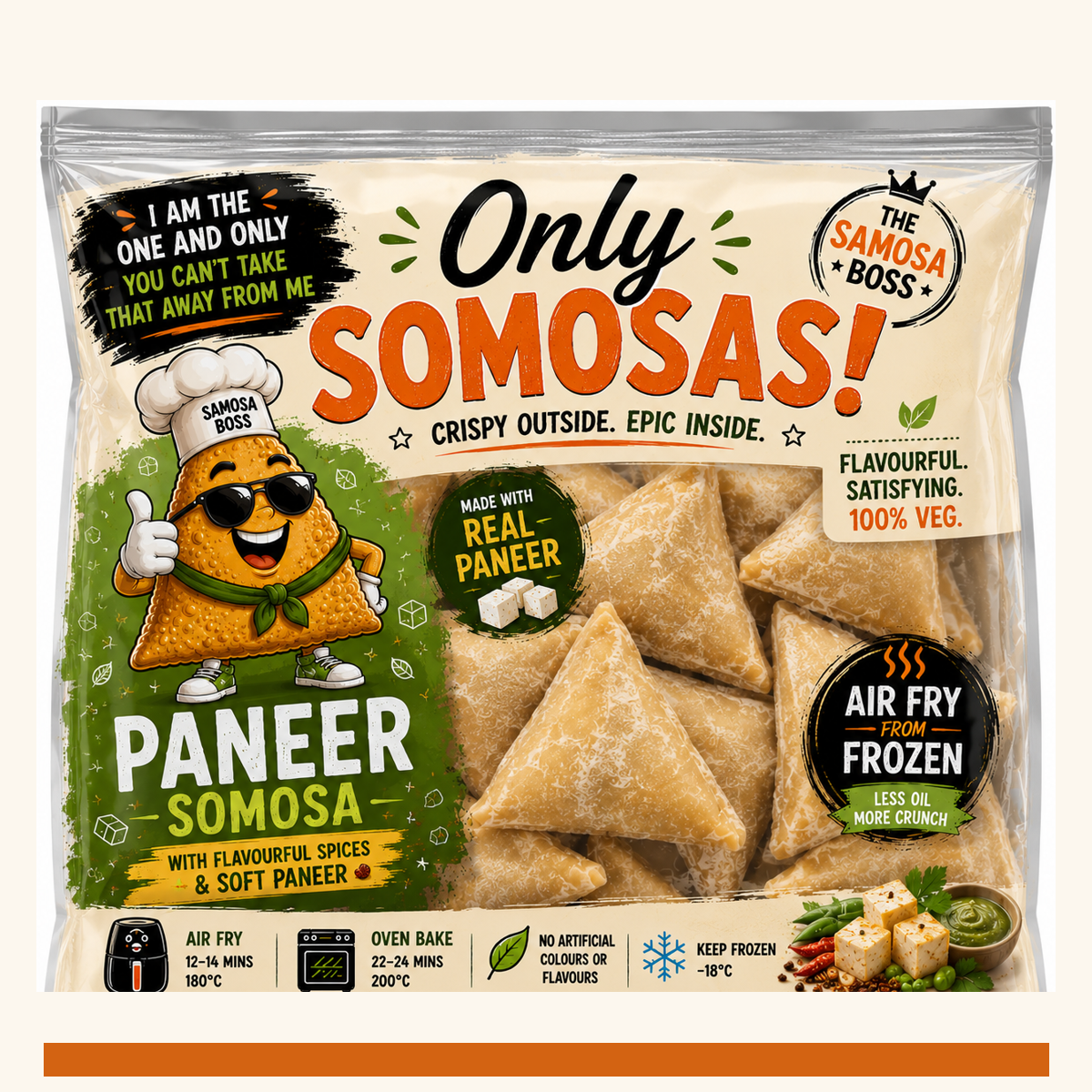Only Somosas Paneer frozen samosa pouch